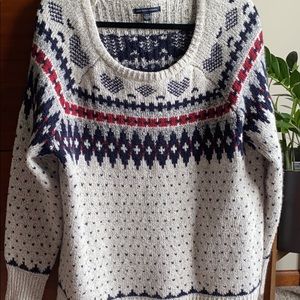 AEO Grey Fair Isle Sweater